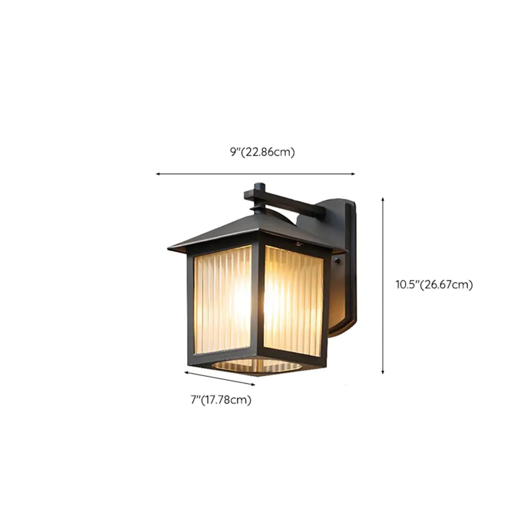 Modern Retro Black Glass LED Outdoor Wall Sconce in Geometric