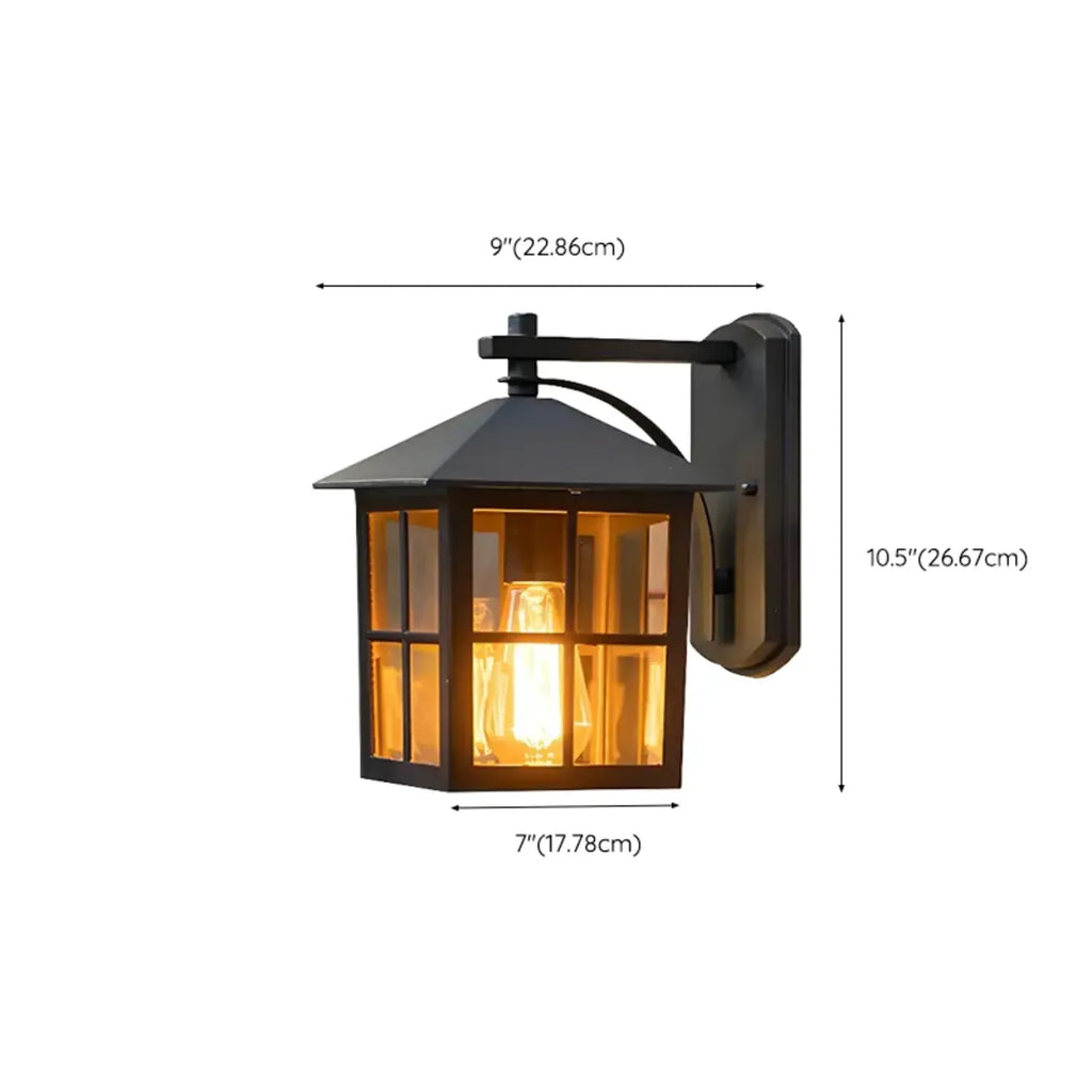 Modern Retro Black Glass LED Outdoor Wall Sconce in Geometric