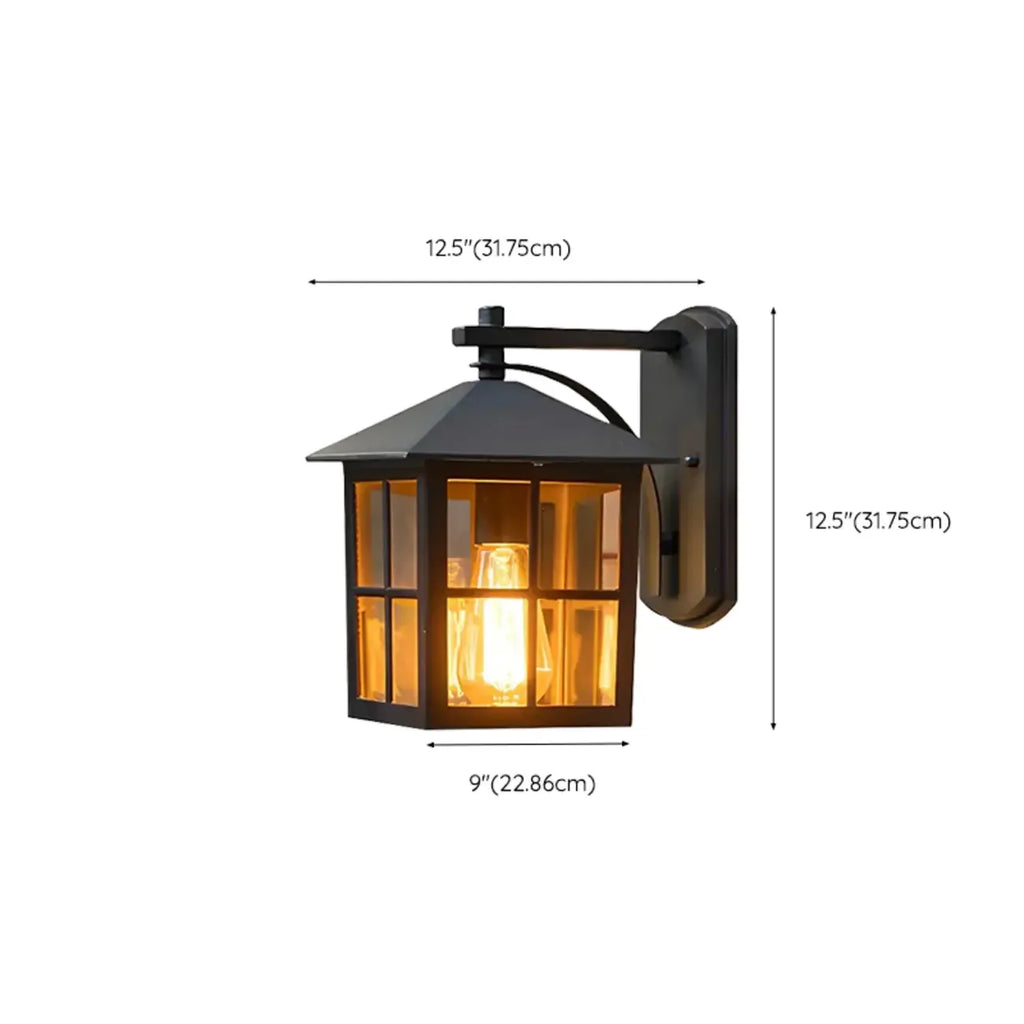 Modern Retro Black Glass LED Outdoor Wall Sconce in Geometric