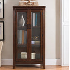 Mid-Century Modern Home Accent Wood Glass Paned Cabinet