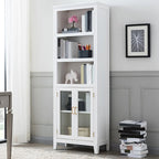 Mid-Century Modern Home Accent Wood Glass Paned Cabinet