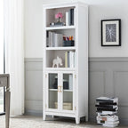 Mid-Century Modern Home Accent Wood Glass Paned Cabinet