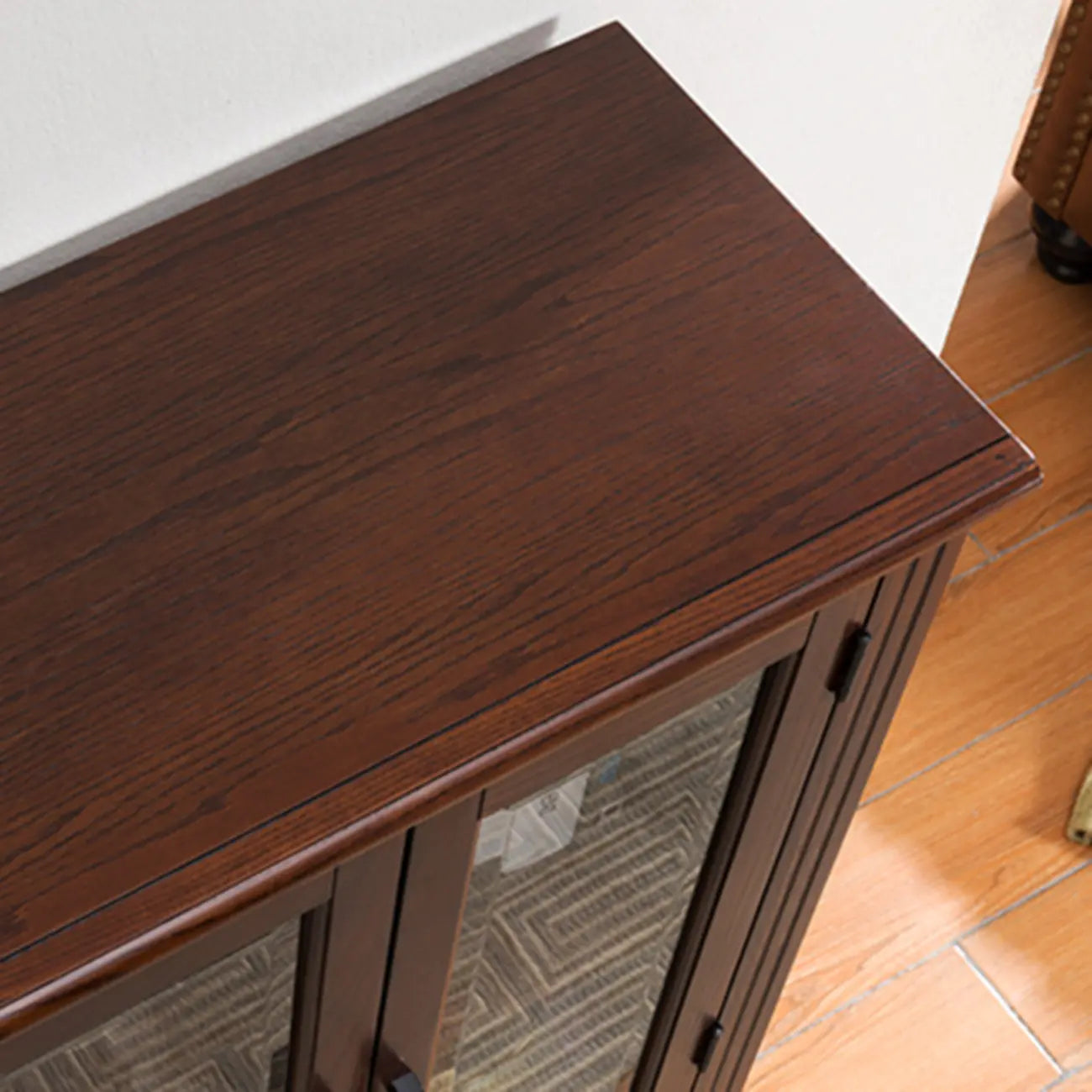 Mid-Century Modern Home Accent Wood Glass Paned Cabinet