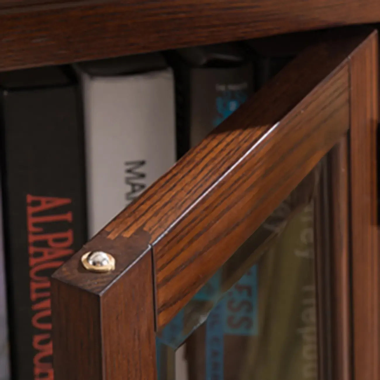 Mid-Century Modern Home Accent Wood Glass Paned Cabinet