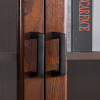 Mid-Century Modern Home Accent Wood Glass Paned Cabinet