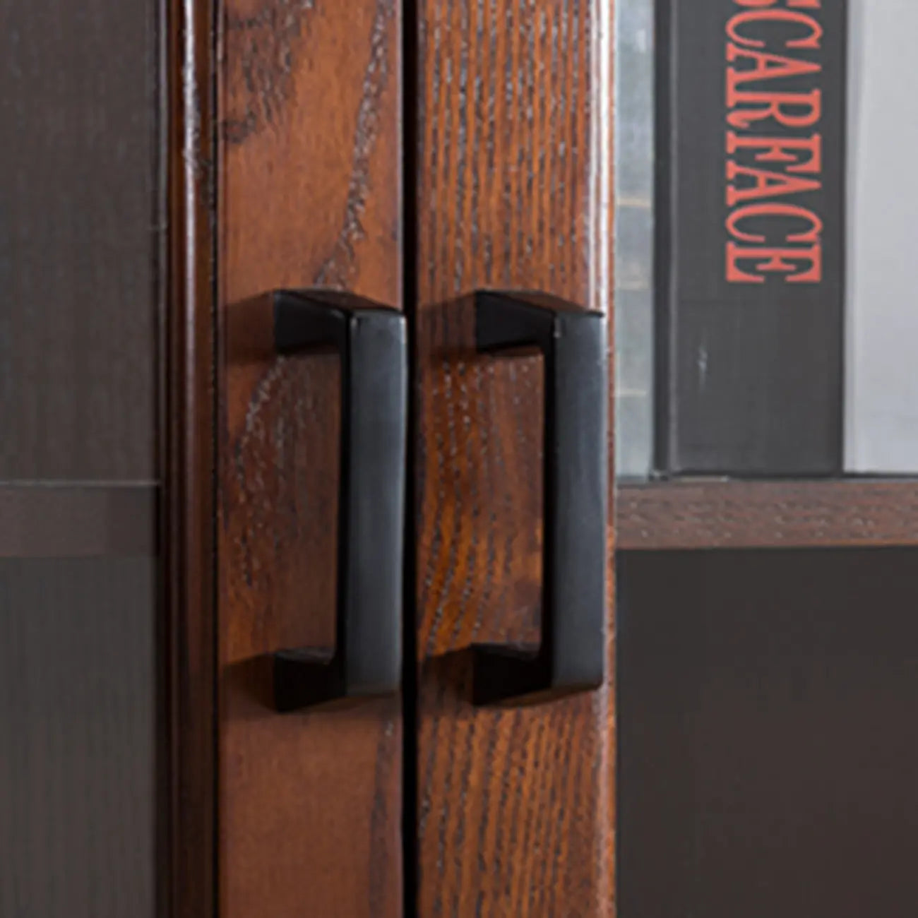 Mid-Century Modern Home Accent Wood Glass Paned Cabinet