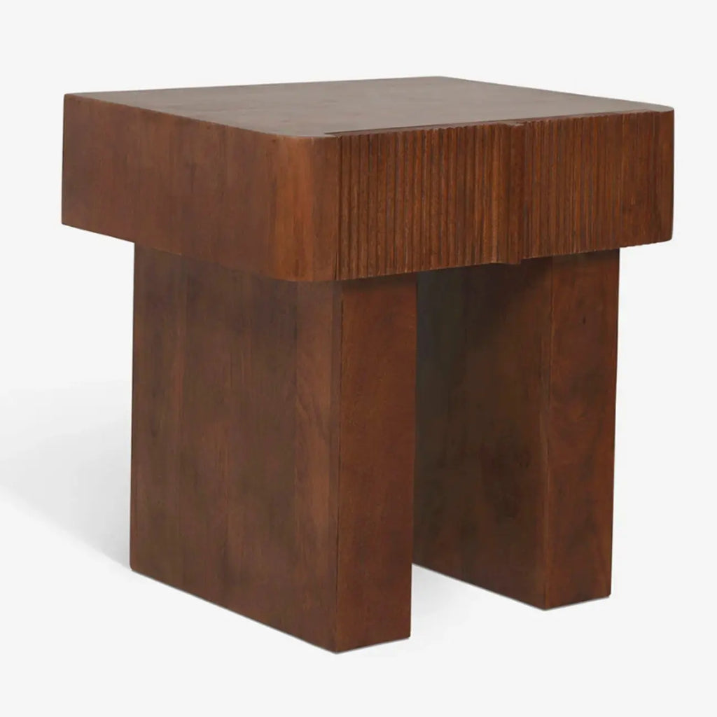 Modern Natural Wood Dual-Pedestal Drawer Nightstand