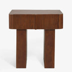 Modern Natural Wood Dual-Pedestal Drawer Nightstand