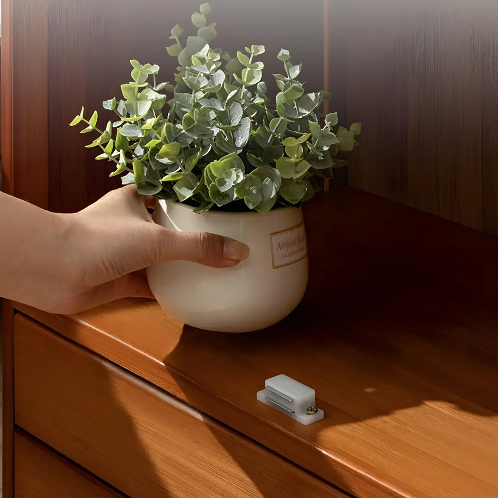 Traditional Wood 2-Drawer Glass Door Nightstand Brown