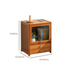 Traditional Wood 2-Drawer Glass Door Nightstand Brown