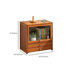 Traditional Wood 2-Drawer Glass Door Nightstand Brown