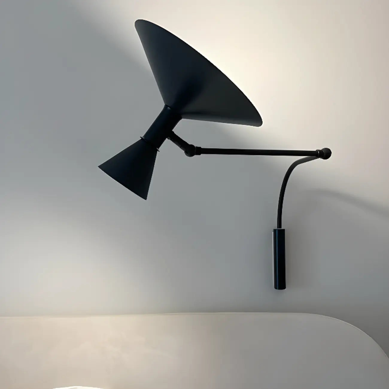 Modern White Plug-In Adjustable Wall Sconce in 2-Light