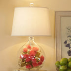 Modern Elegant Glass Fabric LED Table Lamp for Indoor