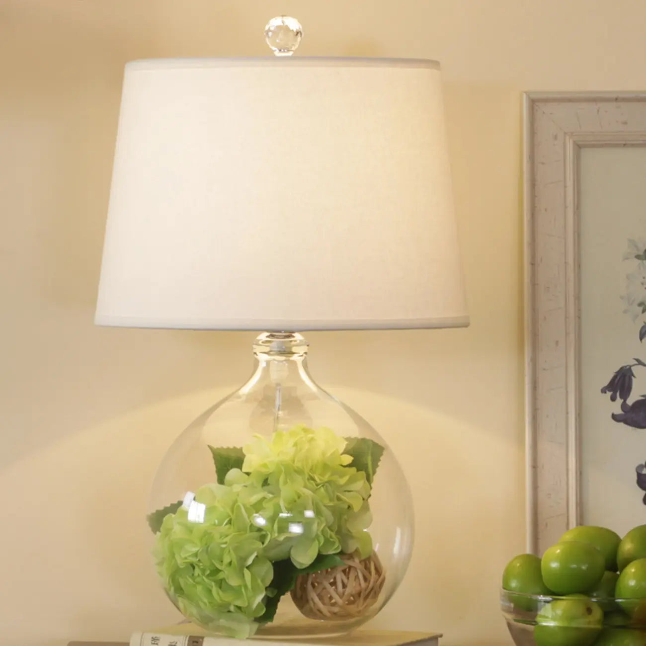 Modern Elegant Glass Fabric LED Table Lamp for Indoor