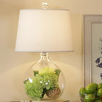 Modern Elegant Glass Fabric LED Table Lamp for Indoor