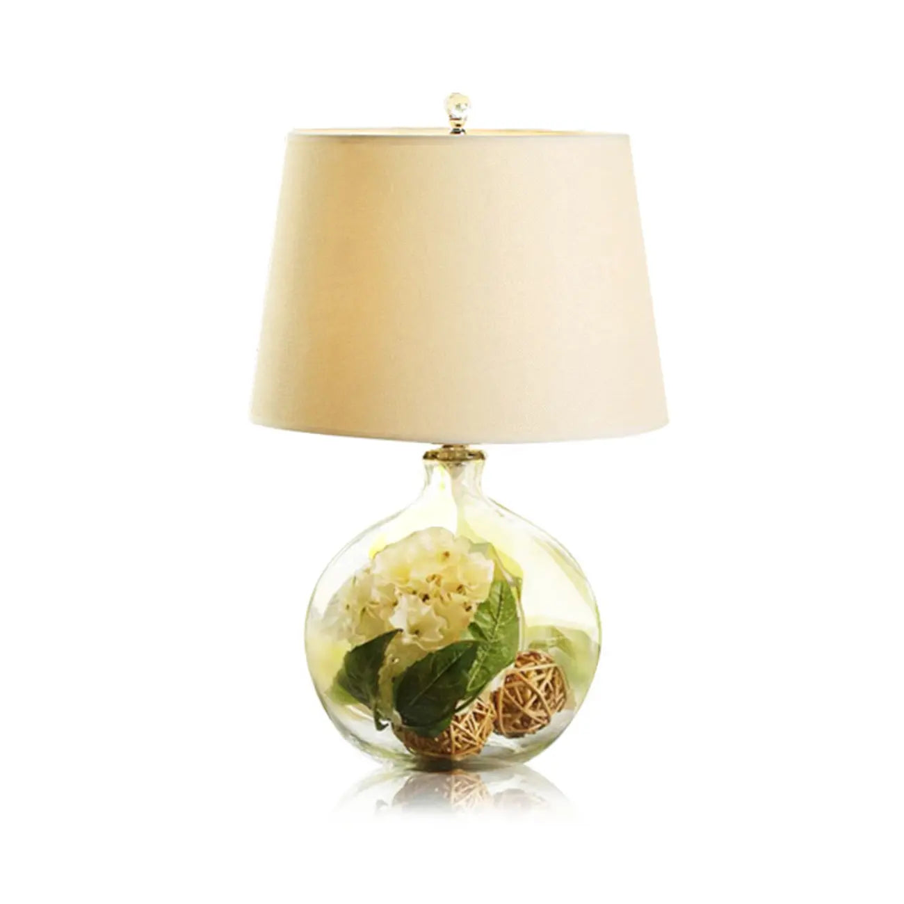 Modern Elegant Glass Fabric LED Table Lamp for Indoor