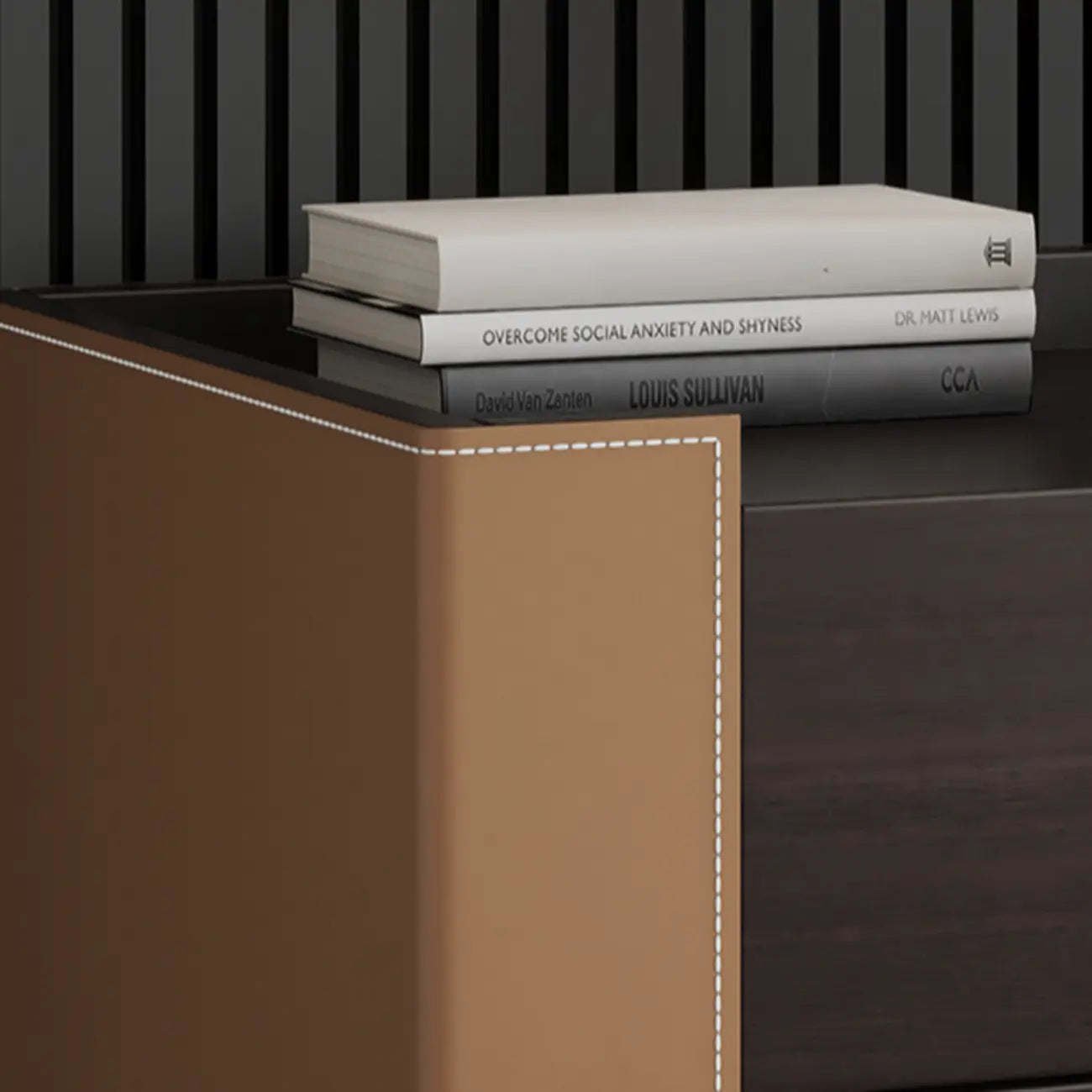 Off-White Wooden Drawer Storage Nightstand with Light