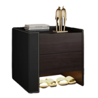 Off-White Wooden Drawer Storage Nightstand with Light