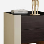 Off-White Wooden Drawer Storage Nightstand with Light