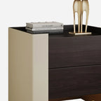 Off-White Wooden Drawer Storage Nightstand with Light