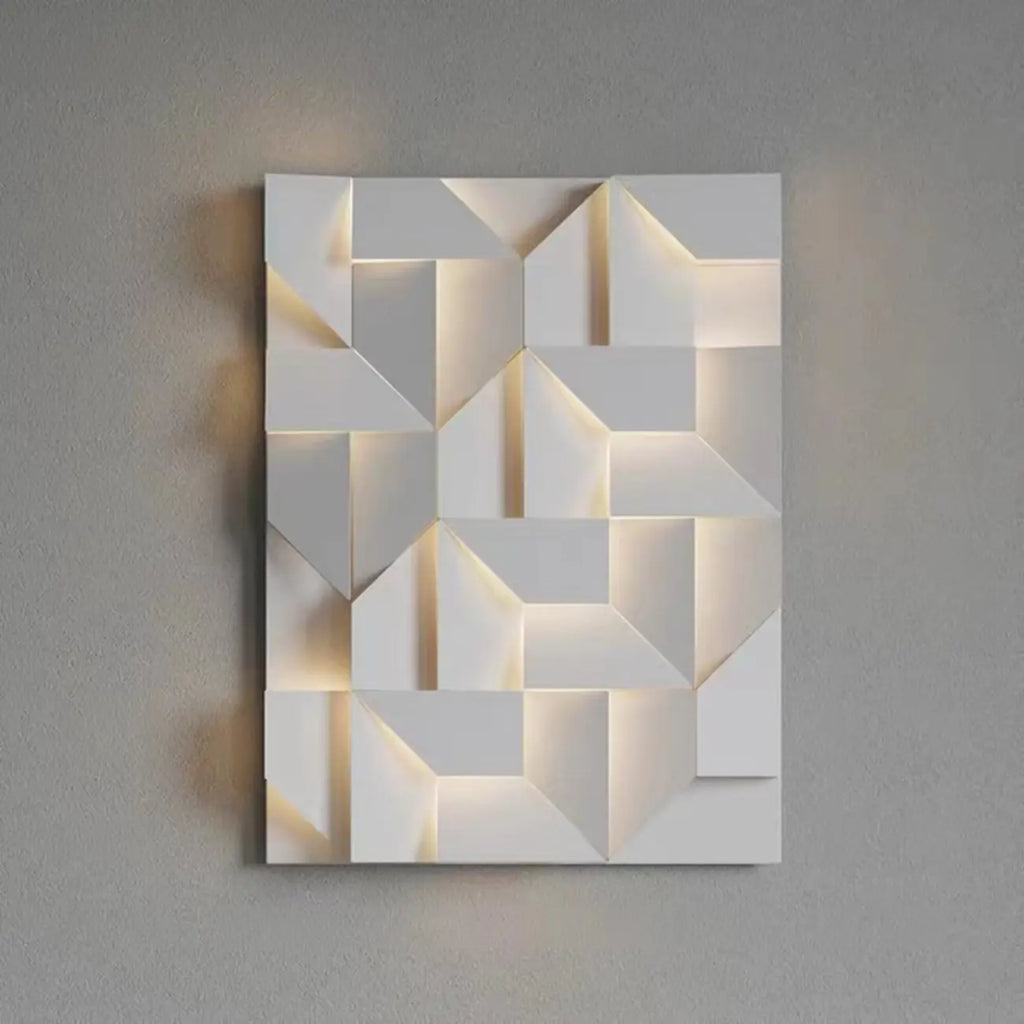 Art Decor White Geometric Metal LED Wall Sconce with Remote