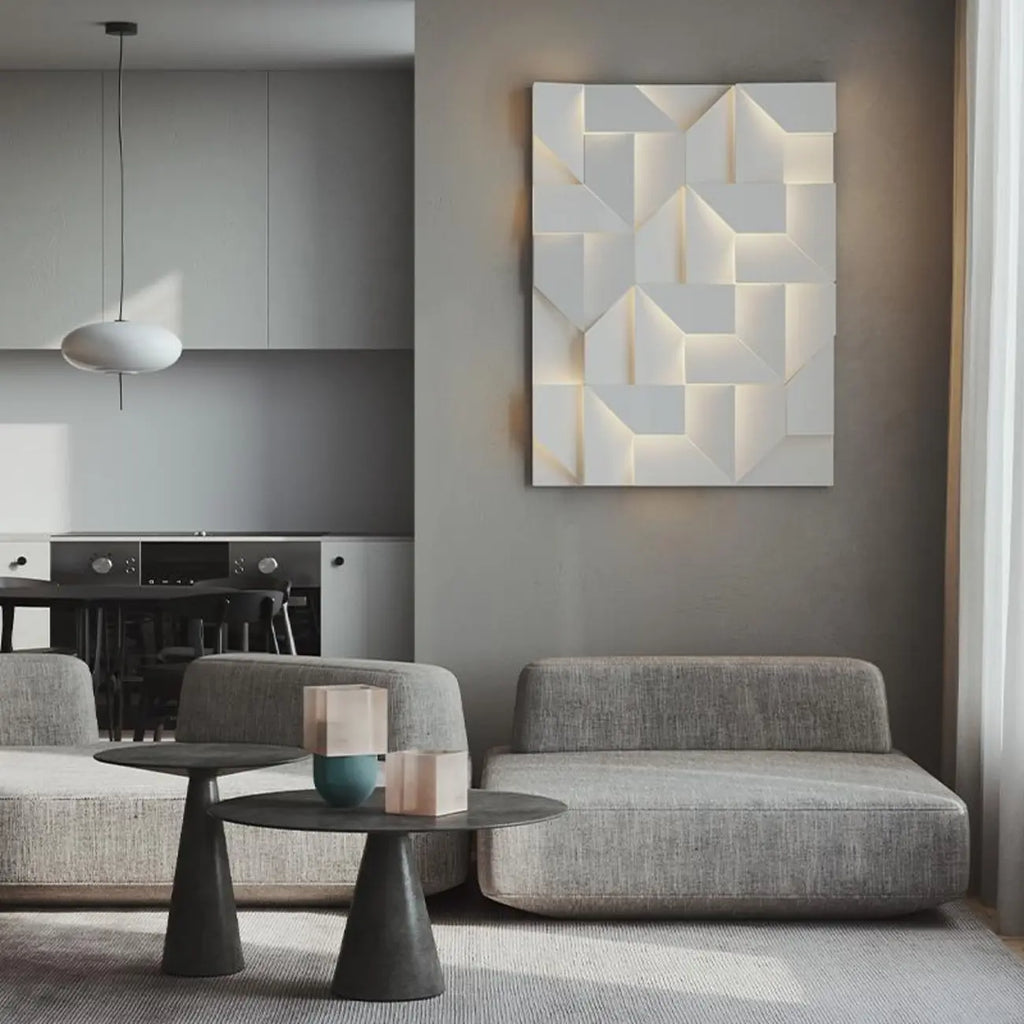 Art Decor White Geometric Metal LED Wall Sconce with Remote