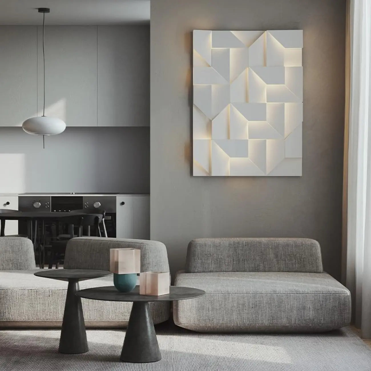 Art Decor White Geometric Metal LED Wall Sconce with Remote