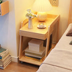 2-Tier Mobile Wooden Sofa Side Table with Storage Shelf