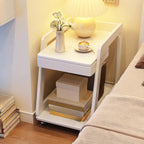 2-Tier Mobile Wooden Sofa Side Table with Storage Shelf