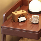 2-Tier Mobile Wooden Sofa Side Table with Storage Shelf