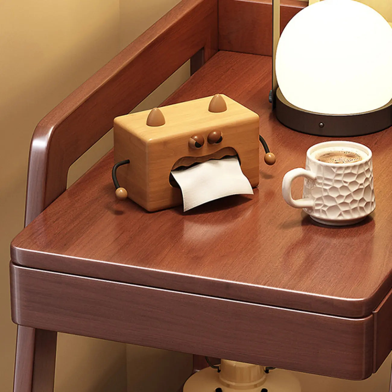 2-Tier Mobile Wooden Sofa Side Table with Storage Shelf