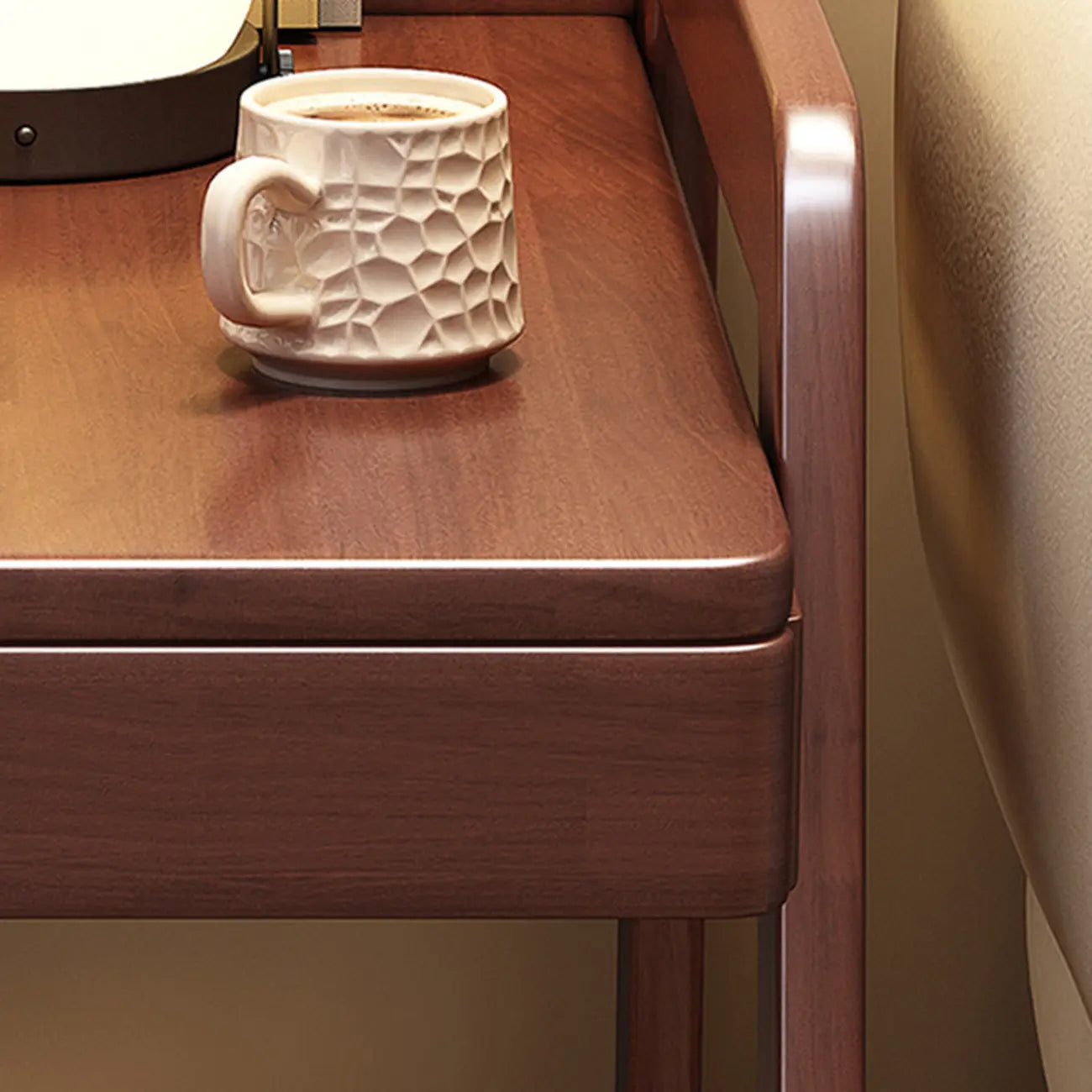 2-Tier Mobile Wooden Sofa Side Table with Storage Shelf