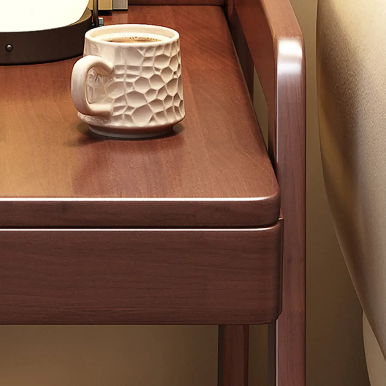 2-Tier Mobile Wooden Sofa Side Table with Storage Shelf