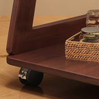 2-Tier Mobile Wooden Sofa Side Table with Storage Shelf