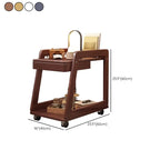 2-Tier Mobile Wooden Sofa Side Table with Storage Shelf