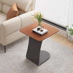 HomeyFad Square Leather Top C-Shape Metal Side Table
