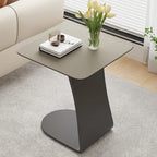 HomeyFad Square Leather Top C-Shape Metal Side Table