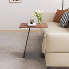 HomeyFad Square Leather Top C-Shape Metal Side Table
