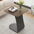 HomeyFad Square Leather Top C-Shape Metal Side Table