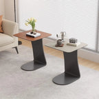 HomeyFad Square Leather Top C-Shape Metal Side Table