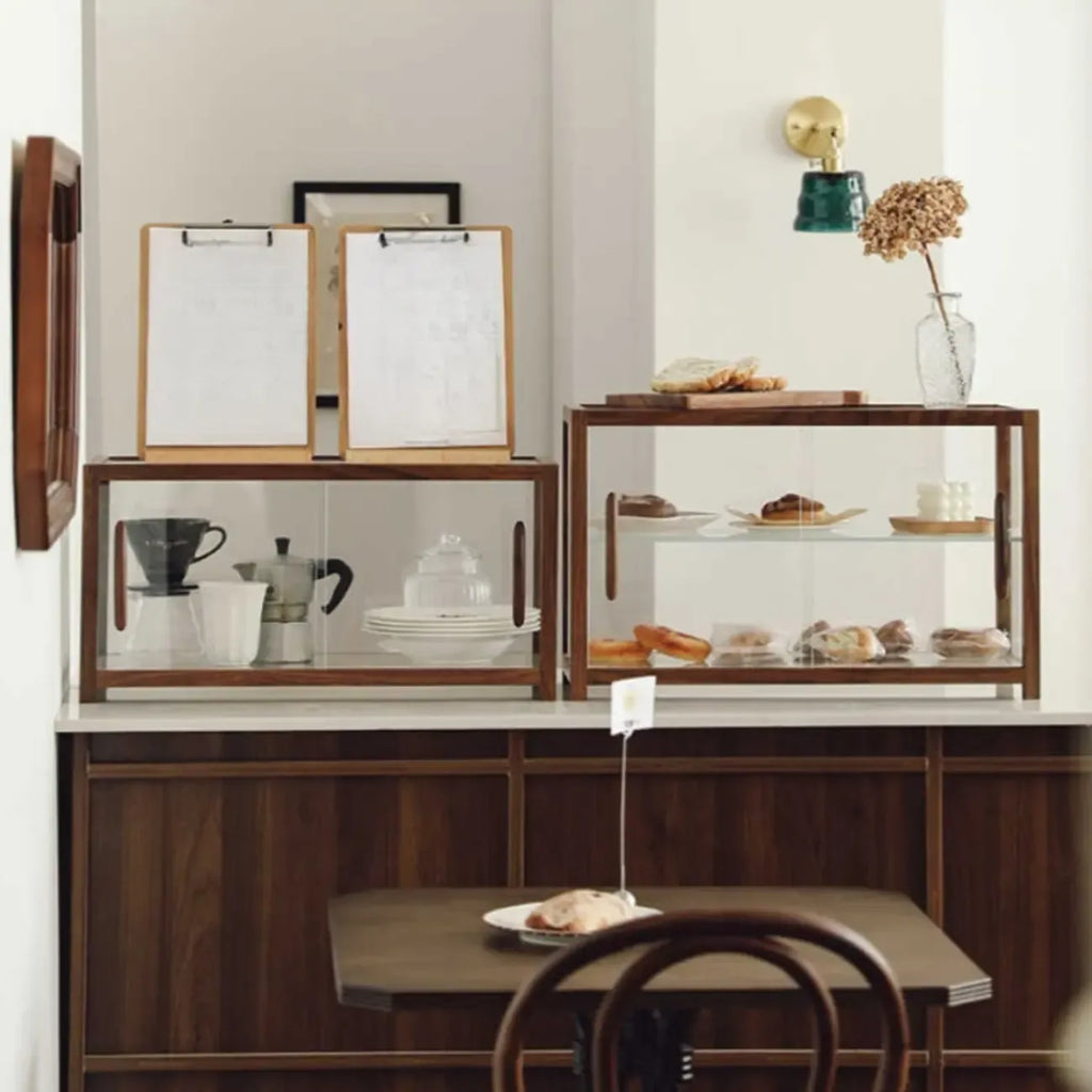 Wooden Glass Tabletop Display Cabinet for Home Decor