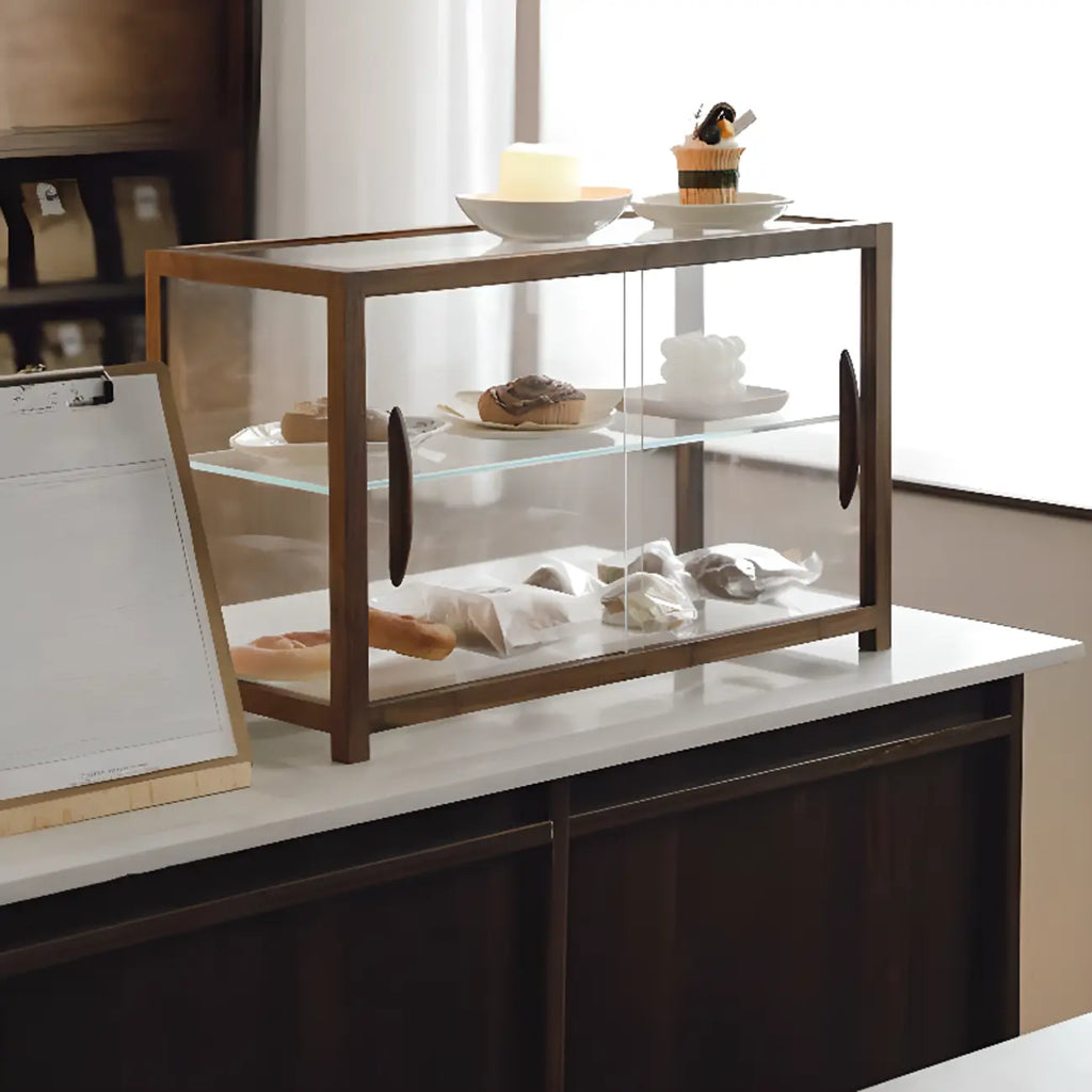 Wooden Glass Tabletop Display Cabinet for Home Decor