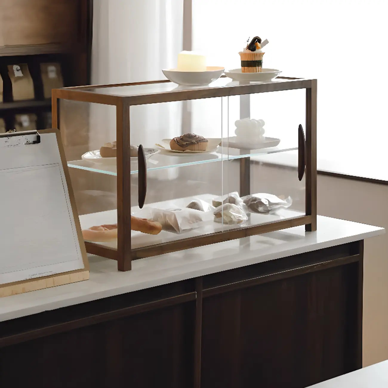 Wooden Glass Tabletop Display Cabinet for Home Decor