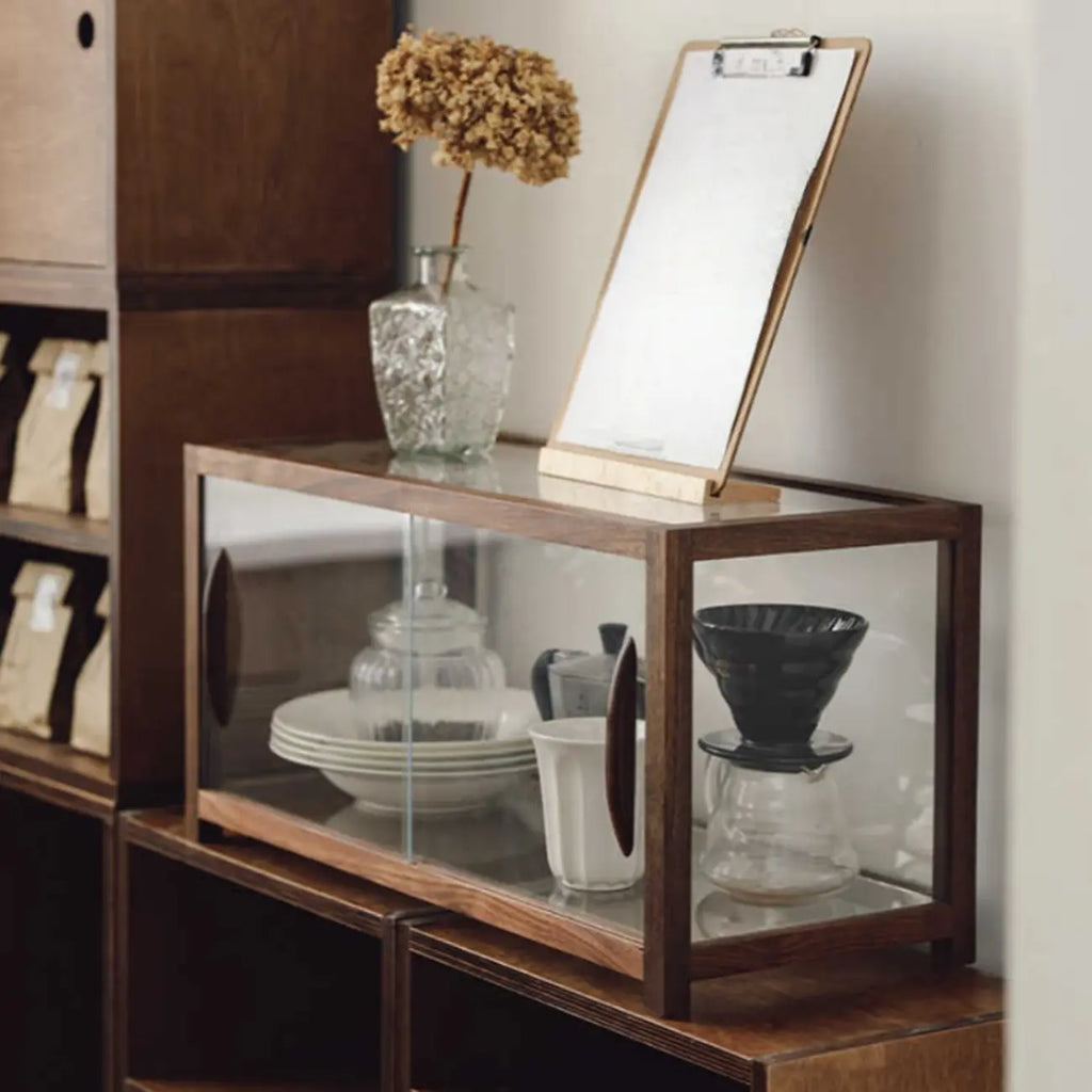 Wooden Glass Tabletop Display Cabinet for Home Decor