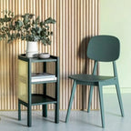 Small Natural Wood Rattan Panels End Table with Storage