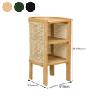 Small Natural Wood Rattan Panels End Table with Storage