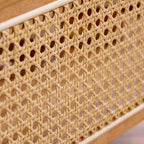 Rectangular Cherry Wood Storage Cart End Table with Wheels