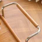 Rectangular Cherry Wood Storage Cart End Table with Wheels