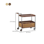 Rectangular Cherry Wood Storage Cart End Table with Wheels