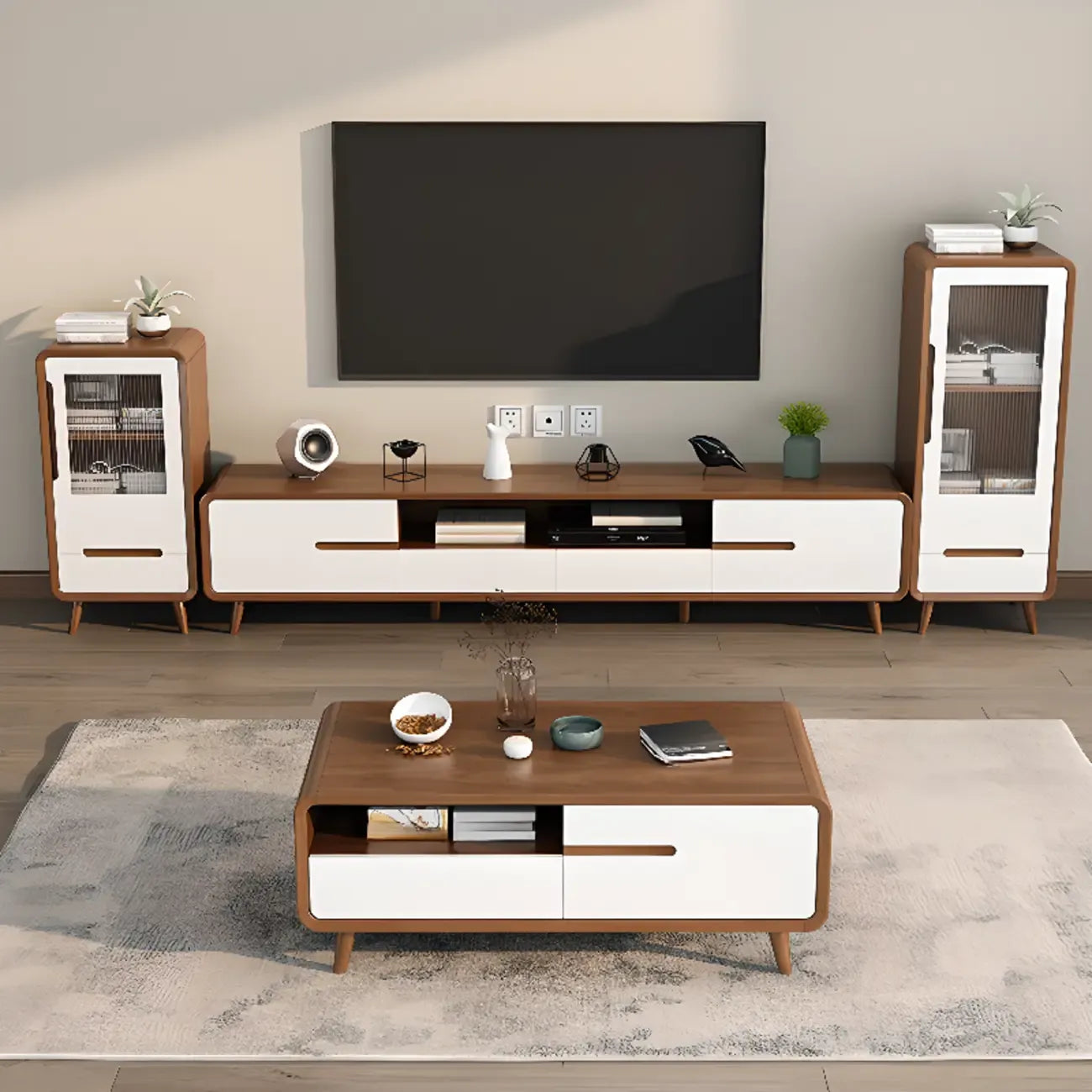Modern wooden TV cabinet Chinese style storage